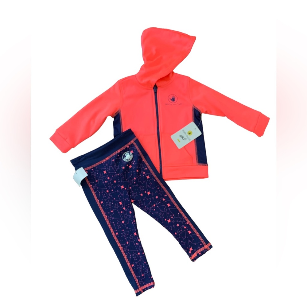 New! Body Glove girl's active 2pcs set, hooded jacket and leggings, 18 months